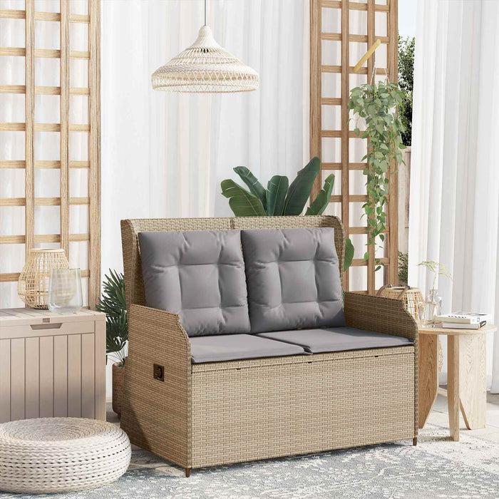 Panchina da giardino con cuscino Beige Poly Rattan 3394461