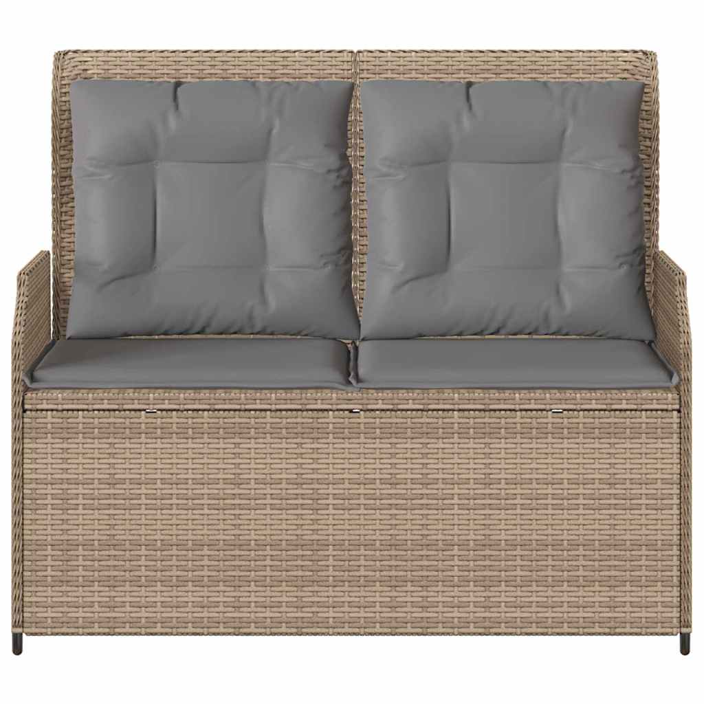 vidaXL Panchina da giardino con cuscino Beige Poly Rattan