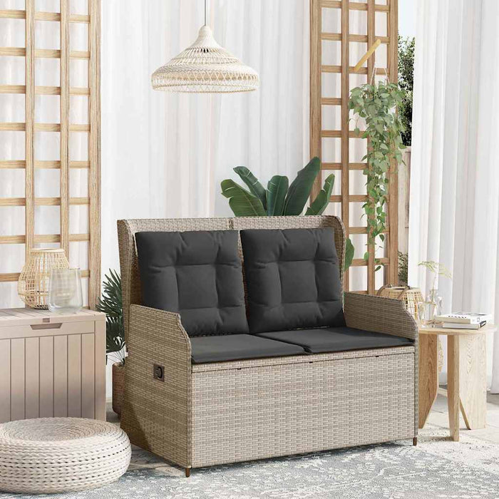 vidaXL Panchina da giardino con cuscino Grigio chiaro Poly Rattan