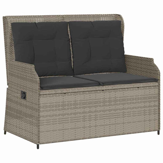 vidaXL Panchina da giardino con cuscino Grigio chiaro Poly Rattan