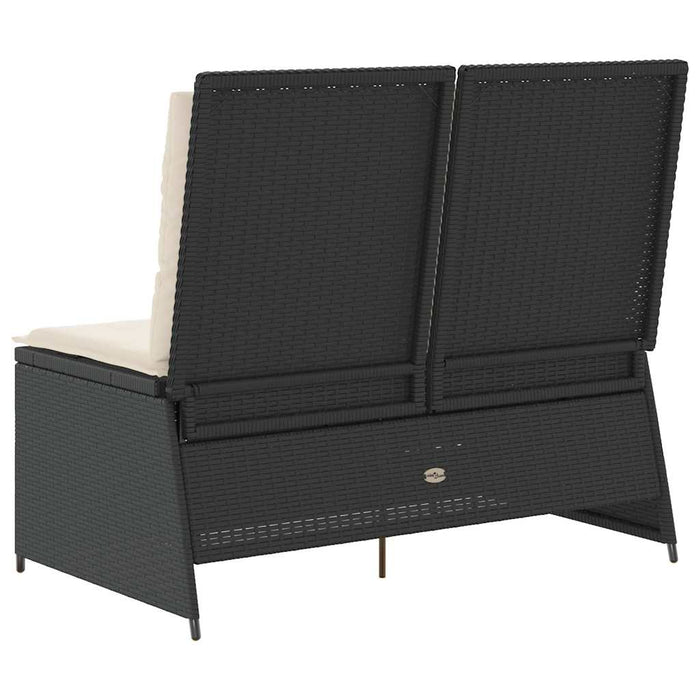 vidaXL Panchina da giardino con cuscino Nero Poly Rattan