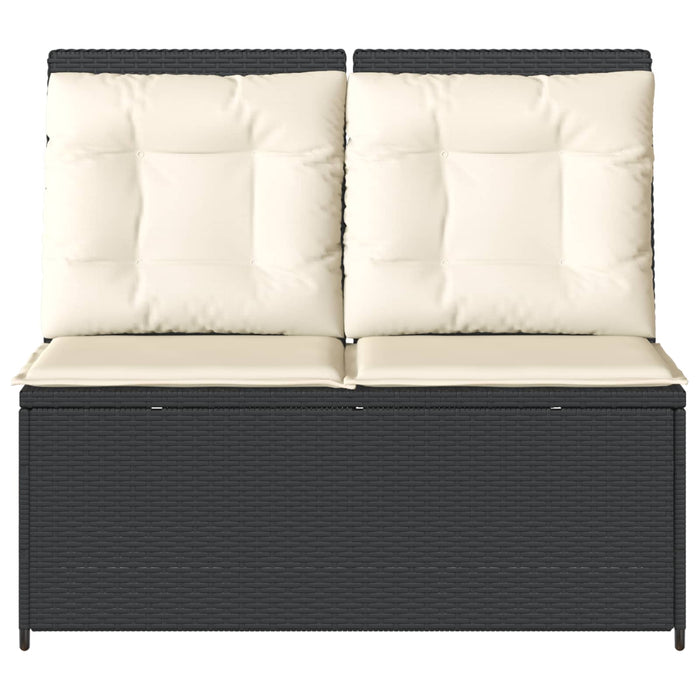 Panchina da giardino con cuscino Nero Poly Rattan 3394467