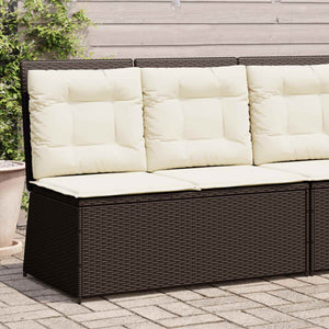 Panchina da giardino con cuscino Marrone Poly Rattan 3394468
