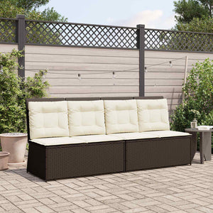 Panchina da giardino con cuscino Marrone Poly Rattan 3394468