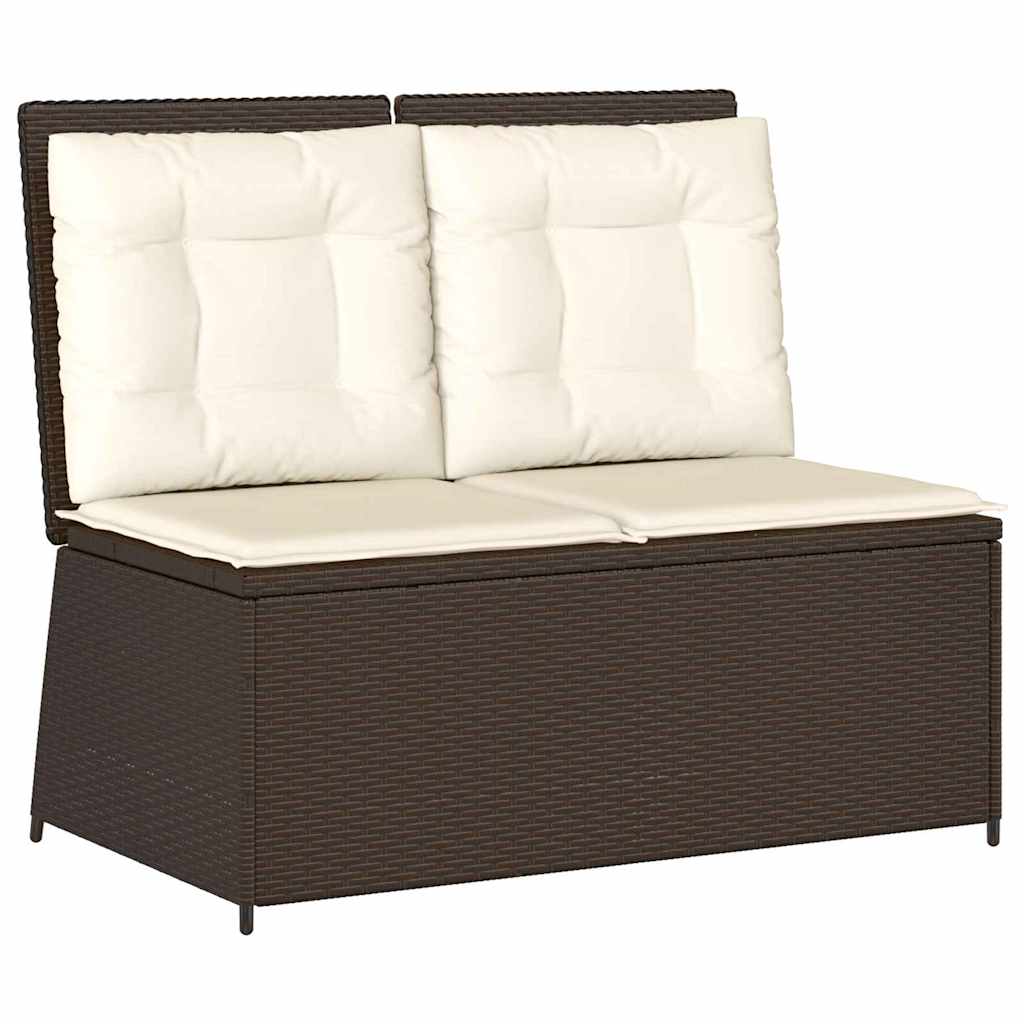 vidaXL Panchina da giardino con cuscino Marrone Poly Rattan