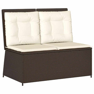 vidaXL Panchina da giardino con cuscino Marrone Poly Rattan