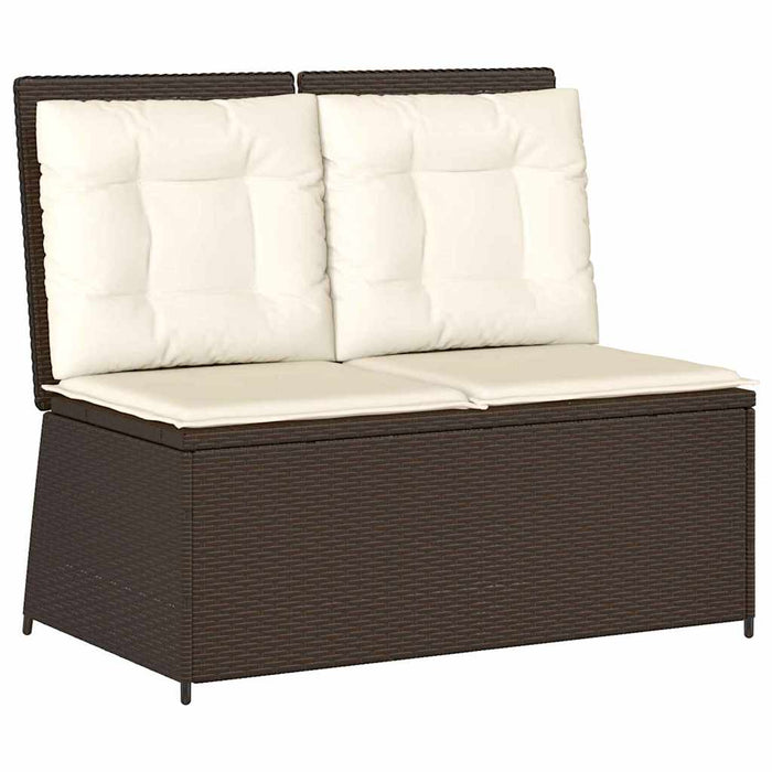 vidaXL Panchina da giardino con cuscino Marrone Poly Rattan