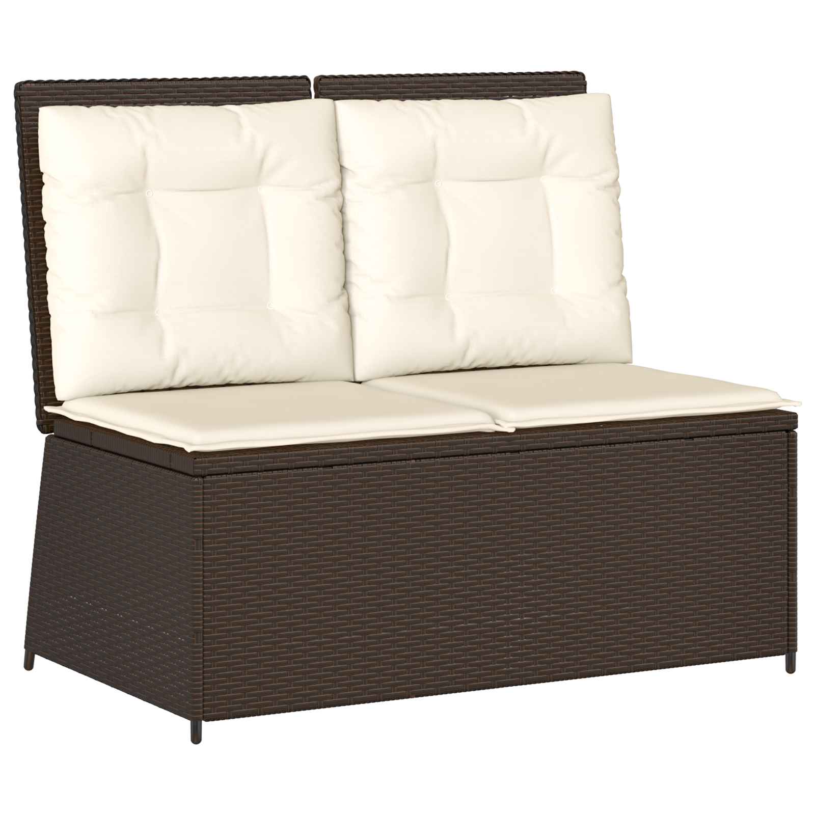 Panchina da giardino con cuscino Marrone Poly Rattan 3394468