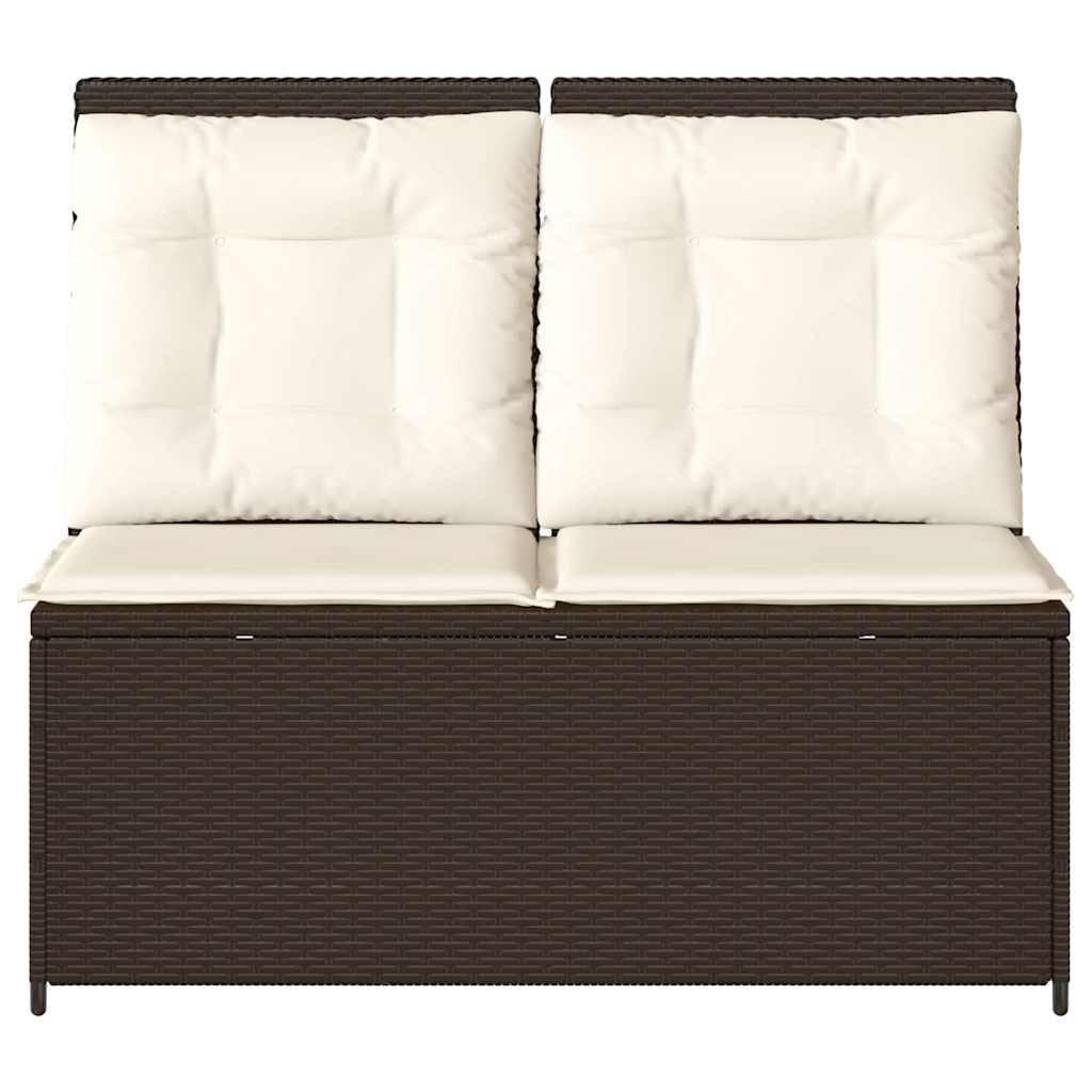 vidaXL Panchina da giardino con cuscino Marrone Poly Rattan