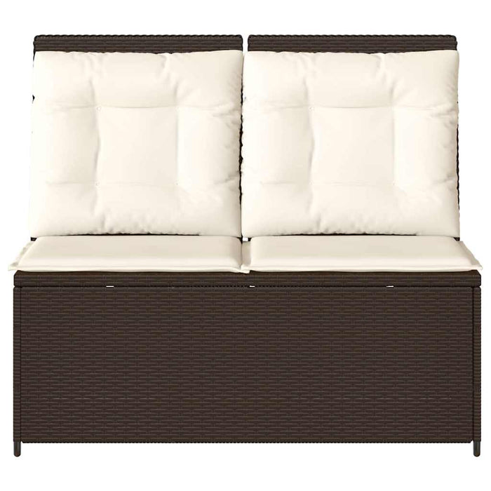 vidaXL Panchina da giardino con cuscino Marrone Poly Rattan