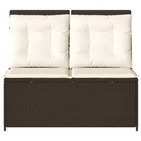 Panchina da giardino con cuscino Marrone Poly Rattan 3394468