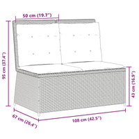 Panchina da giardino con cuscino Marrone Poly Rattan 3394468