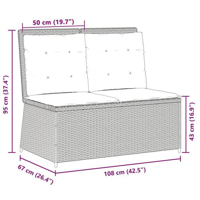 Panchina da giardino con cuscino Marrone Poly Rattan 3394468
