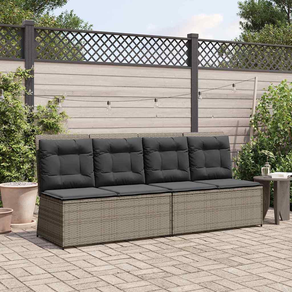 vidaXL Panchina da giardino con cuscino Grigio Poly Rattan