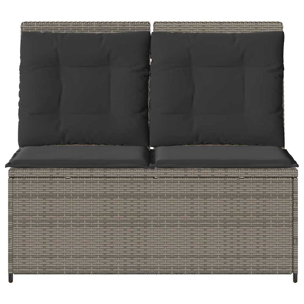 vidaXL Panchina da giardino con cuscino Grigio Poly Rattan