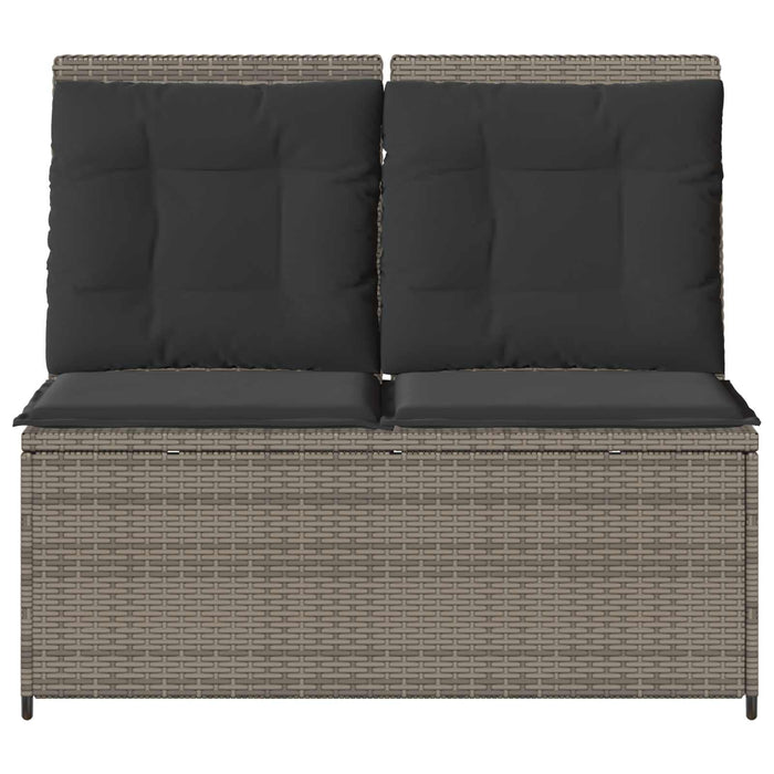 Panchina da giardino con cuscino Grigio Poly Rattan 3394469