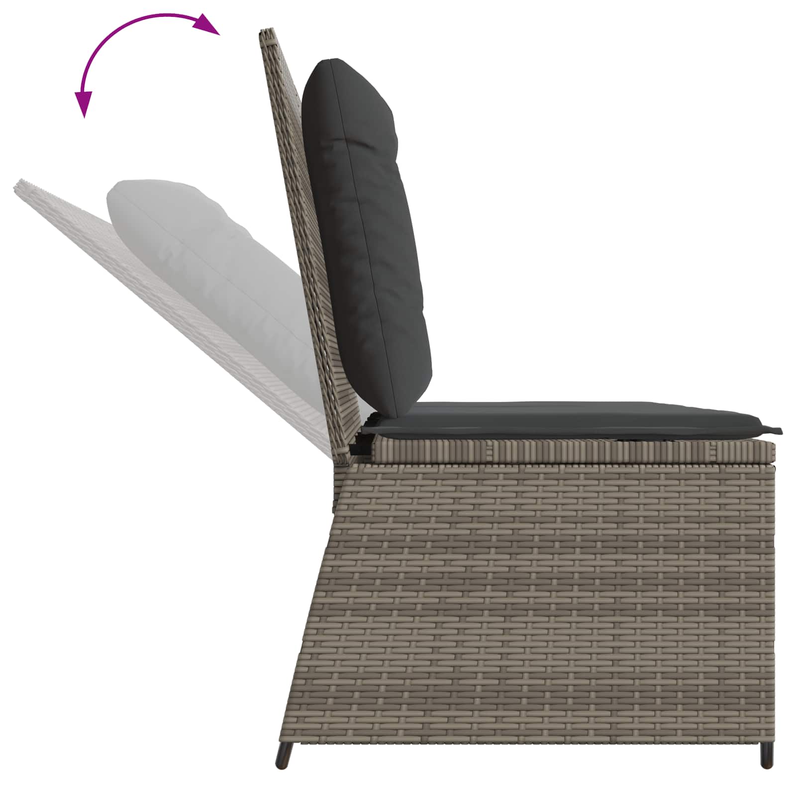 Panchina da giardino con cuscino Grigio Poly Rattan 3394469