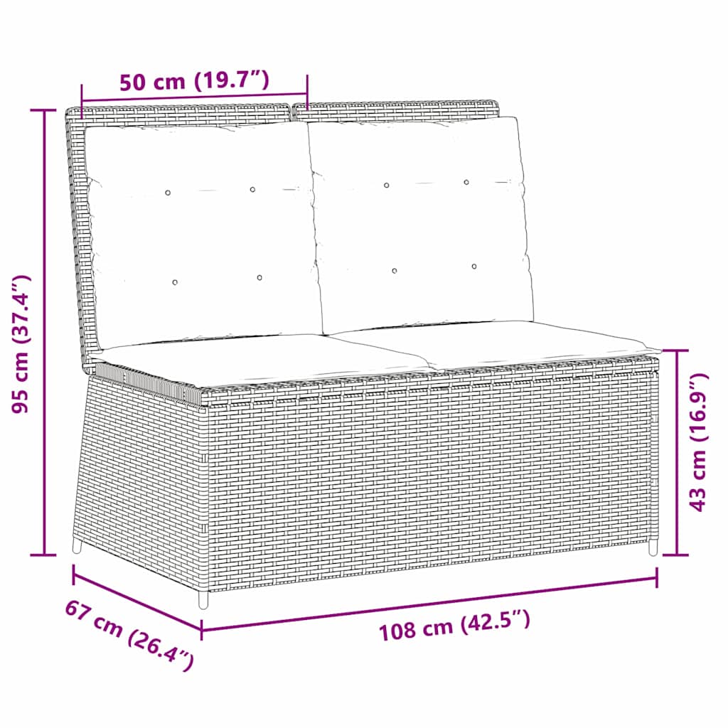 vidaXL Panchina da giardino con cuscino Beige Poly Rattan