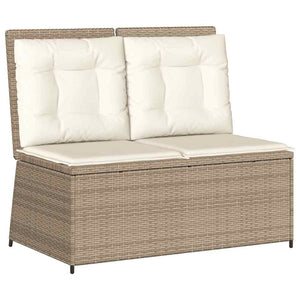 vidaXL Panchina da giardino con cuscino Beige Poly Rattan