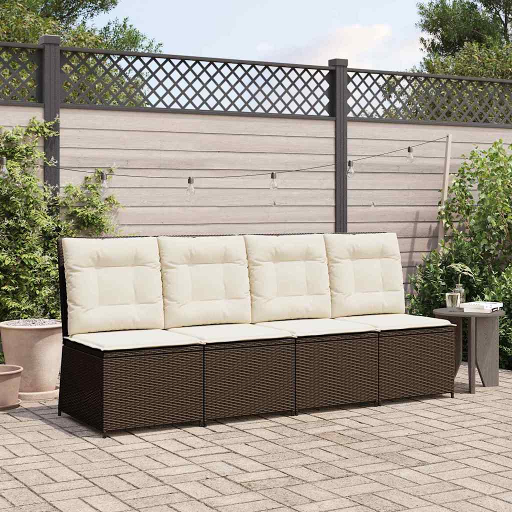Divano da giardino con cuscino-Sofa da Giardino-Divano da esterno Nero e Bianco Crema polyrattan 513660