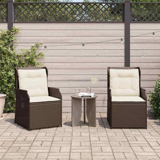 vidaXL Panchina da giardino con cuscino 2 pcs Marrone Poly Rattan