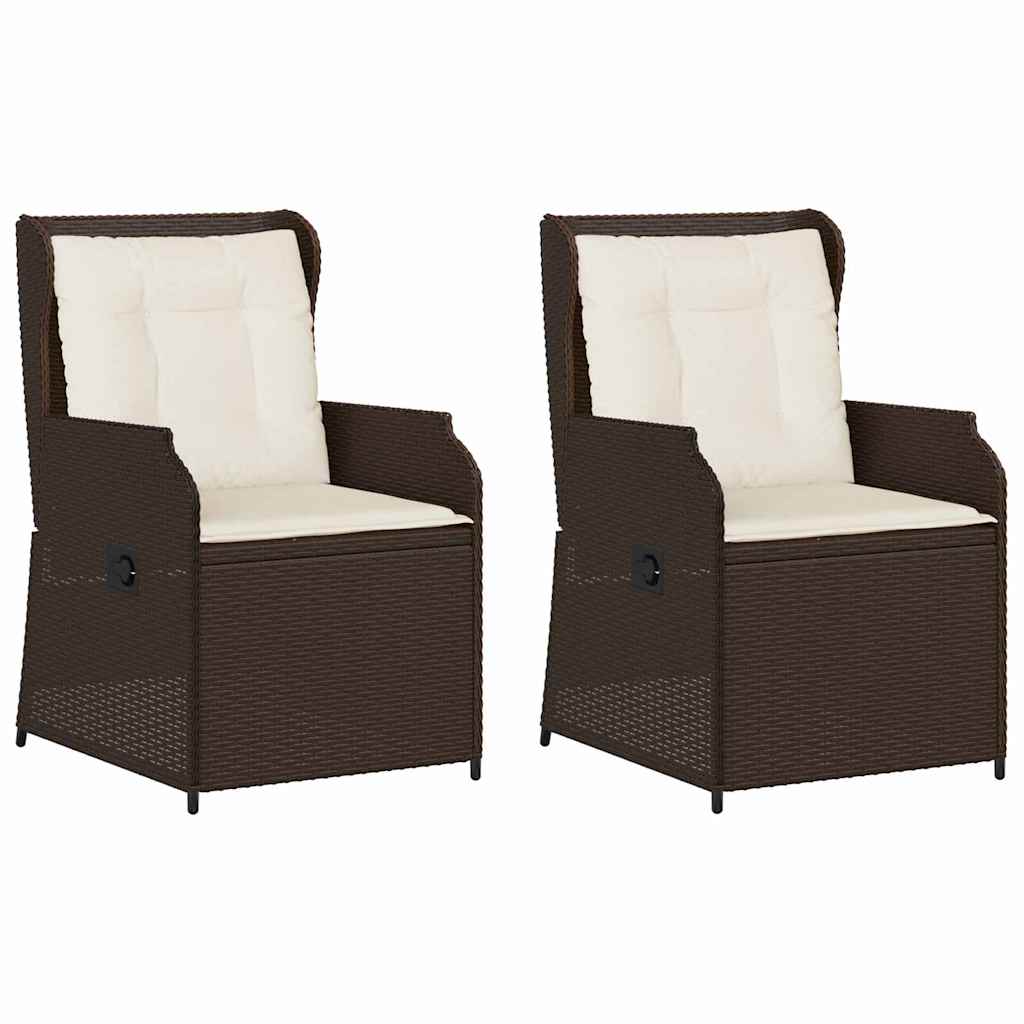 vidaXL Panchina da giardino con cuscino 2 pcs Marrone Poly Rattan