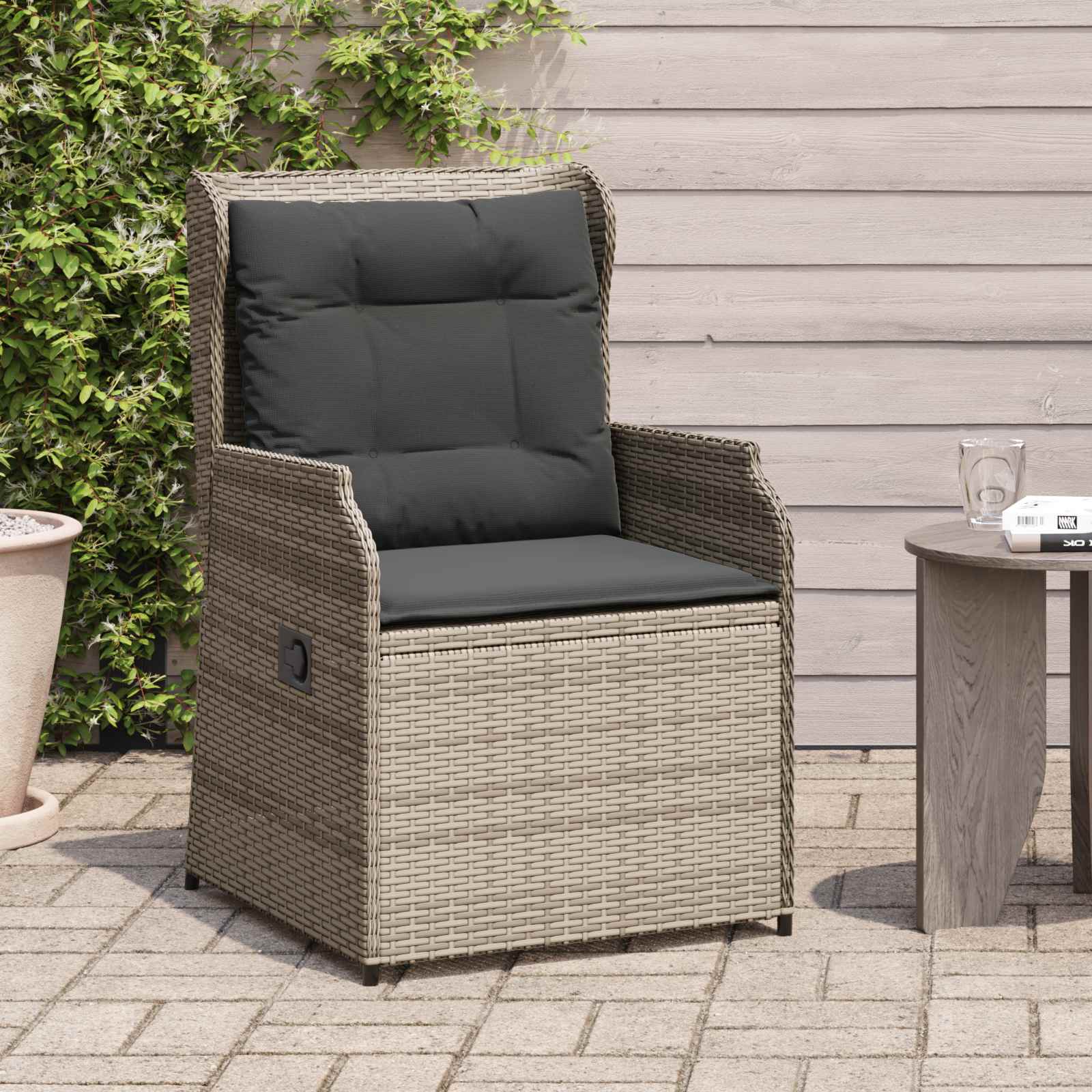 Panchina da giardino con cuscino 2 pcs Grigio Poly Rattan 3394487