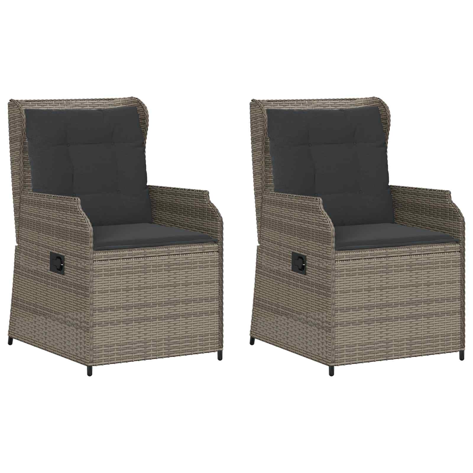 Panchina da giardino con cuscino 2 pcs Grigio Poly Rattan 3394487