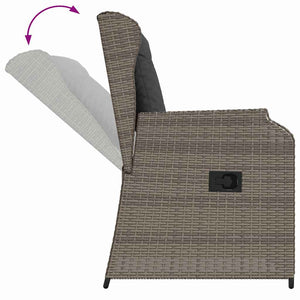 vidaXL Panchina da giardino con cuscino 2 pcs Grigio Poly Rattan