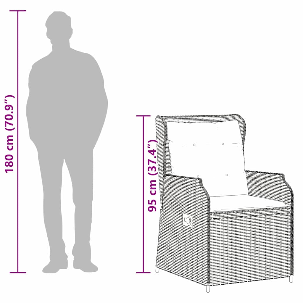 vidaXL Panchina da giardino con cuscino 2 pcs Beige Poly Rattan