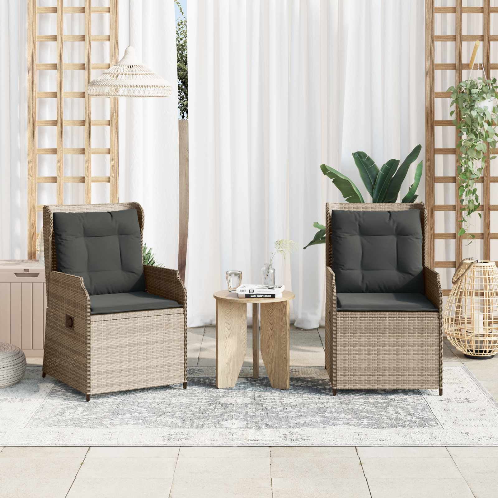 Panchina da giardino 2 pcs Grigio chiaro Poly Rattan 3394490