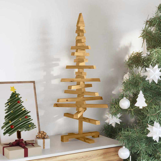 Albero di Natale in legno-Decorazioni natalizie Marrone 90 cm legno-Decorazioni natalizie di pino massello