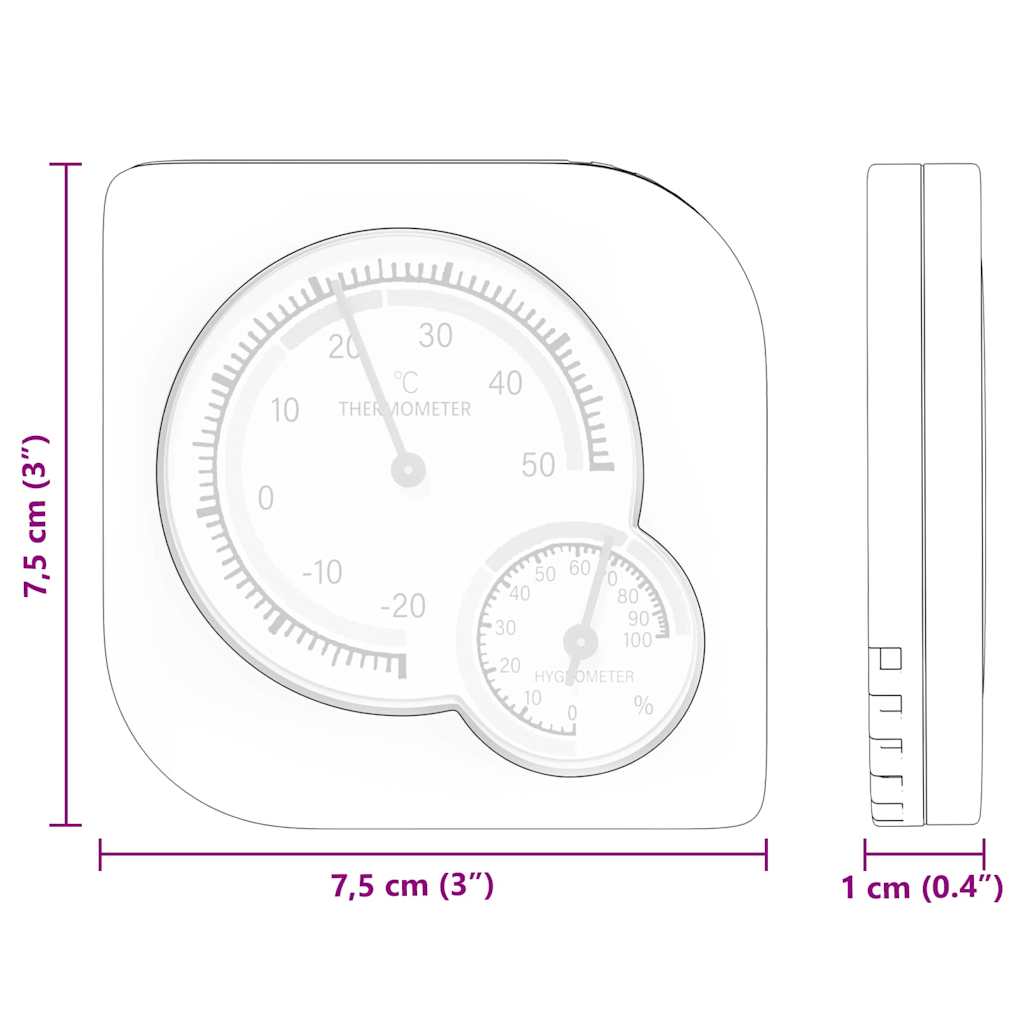 Igrometro Termo Bianco 7,5 x 7,5 x 1,2 cm ABS 876742