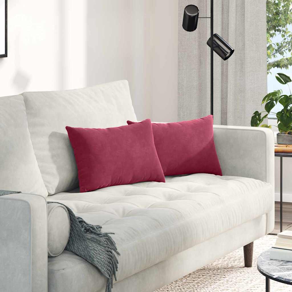 Cuscini da Divano 2 pcs Rosso vino 50 x 30 cm Tessuto in Cords 42013632