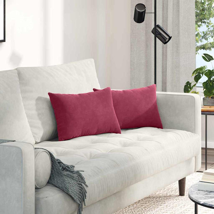 Cuscini da Divano 2 pcs Rosso vino 50 x 30 cm Tessuto in Cords 42013632