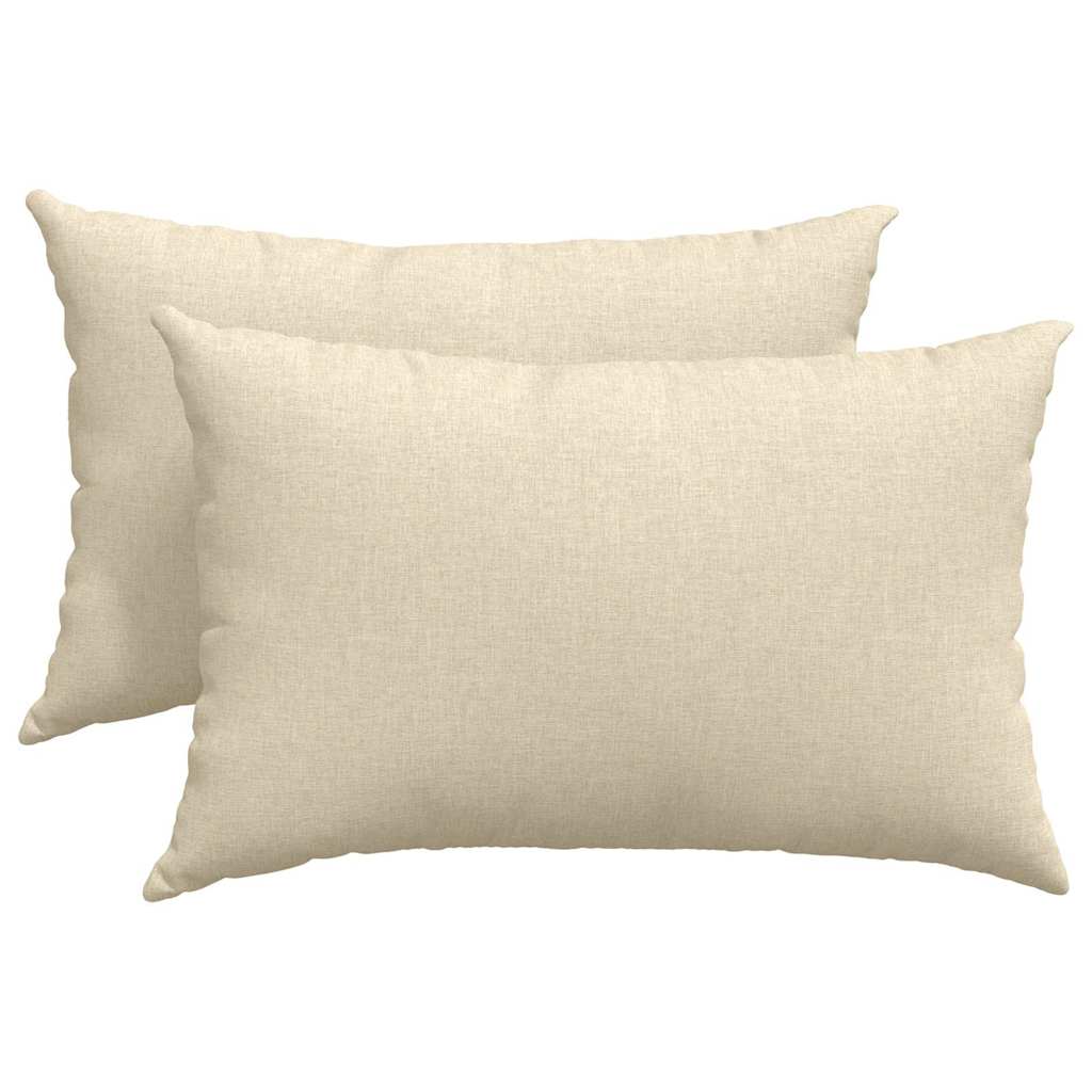 Cuscini da Divano 2 pz-Set di 2 Cuscini per Sofa Crema 60 x 40 cm Tessuto 450679
