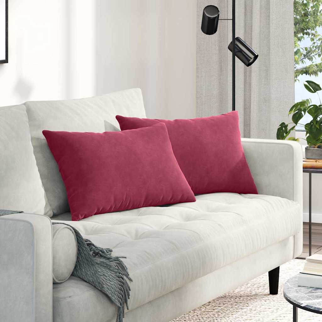Cuscini da Divano 2 pz-Set di 2 Cuscini per Sofa Rosso Vino 60 x 40 cm Tessuto in Cords