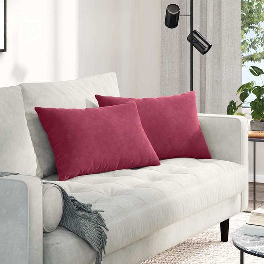 Cuscini da Divano 2 pz-Set di 2 Cuscini per Sofa Rosso Vino 60 x 40 cm Tessuto in Cords