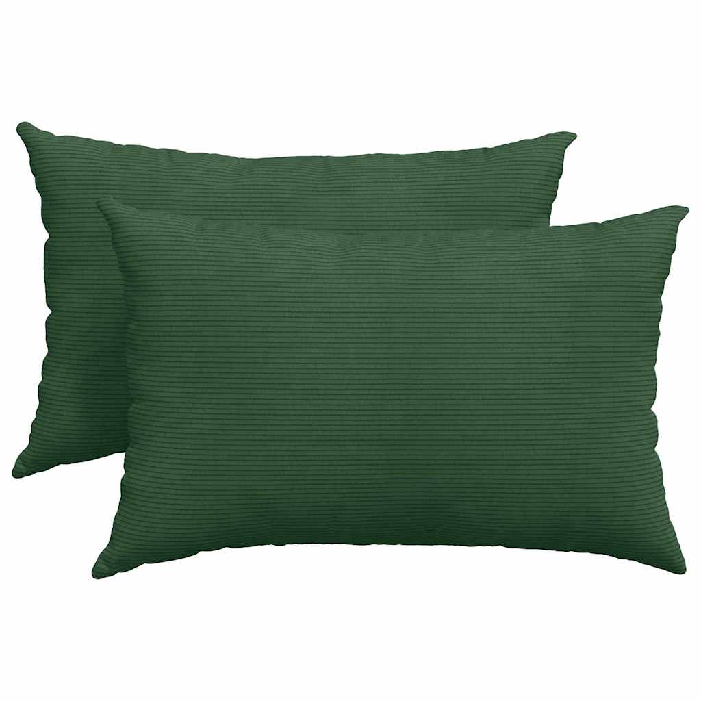 Cuscini da Divano 2 pcs Verde Scuro 60 x 40 cm Tessuto in Cords 42013693