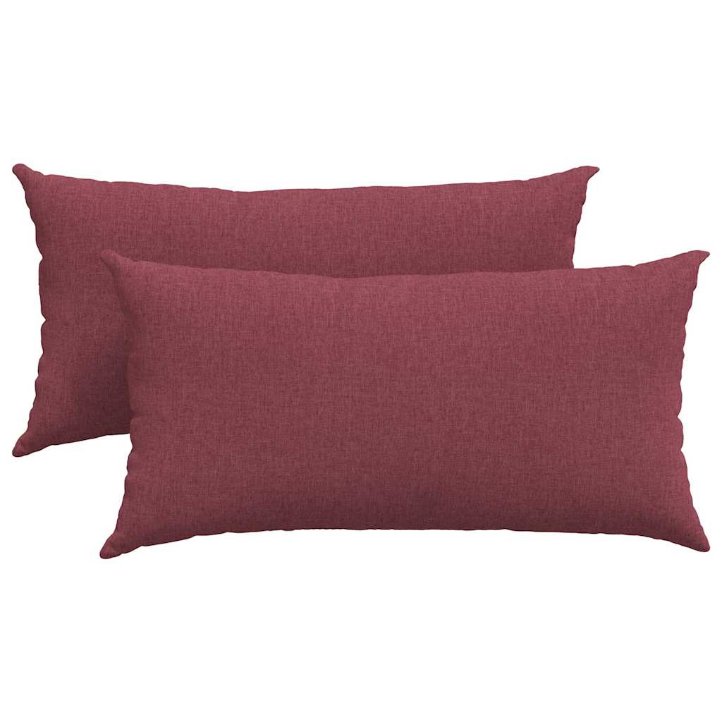 Cuscini da Divano 2 pz-Set di 2 Cuscini per Sofa Rosso Vino 80 x 40 cm Tessuto