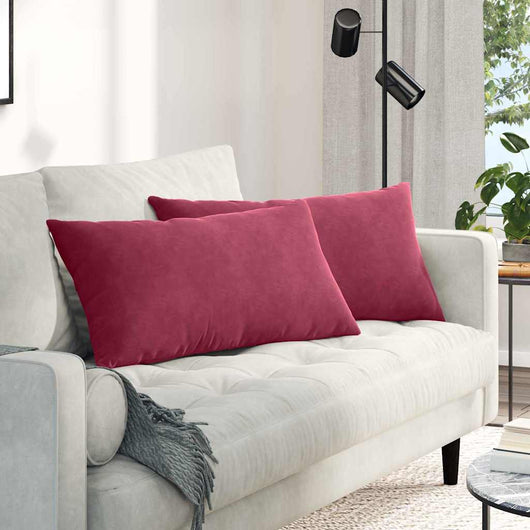 Cuscini da Divano 2 pz-Set di 2 Cuscini per Sofa Rosso Vino 80 x 40 cm Tessuto in Cords