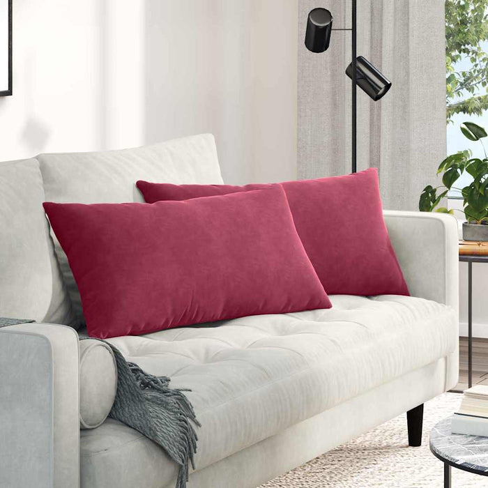 Cuscini da Divano 2 pz-Set di 2 Cuscini per Sofa Rosso Vino 80 x 40 cm Tessuto in Cords