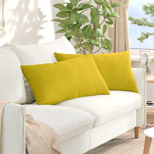 Cuscini da Divano 2 pz-Set di 2 Cuscini per Sofa Giallo 80 x 40 cm Tessuto in Cords