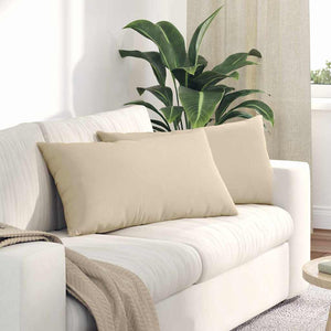 Cuscini da Divano 2 pz-Set di 2 Cuscini per Sofa Crema 80 x 40 cm Tessuto 716726