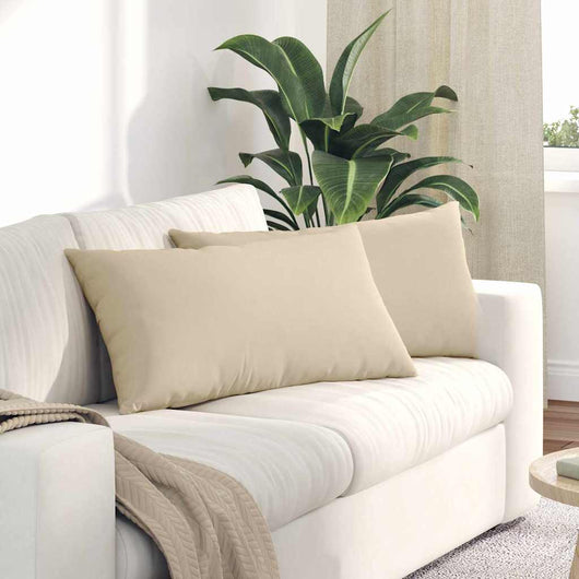 Cuscini da Divano 2 pz-Set di 2 Cuscini per Sofa Crema 80 x 40 cm Tessuto 716726