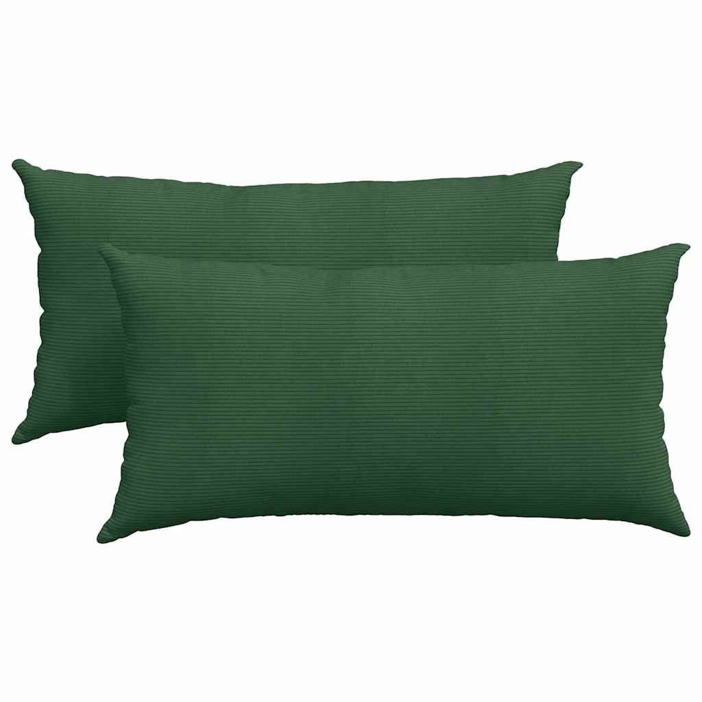 Cuscini da Divano 2 pcs Verde Scuro 80 x 40 cm Tessuto in Cords 42013736