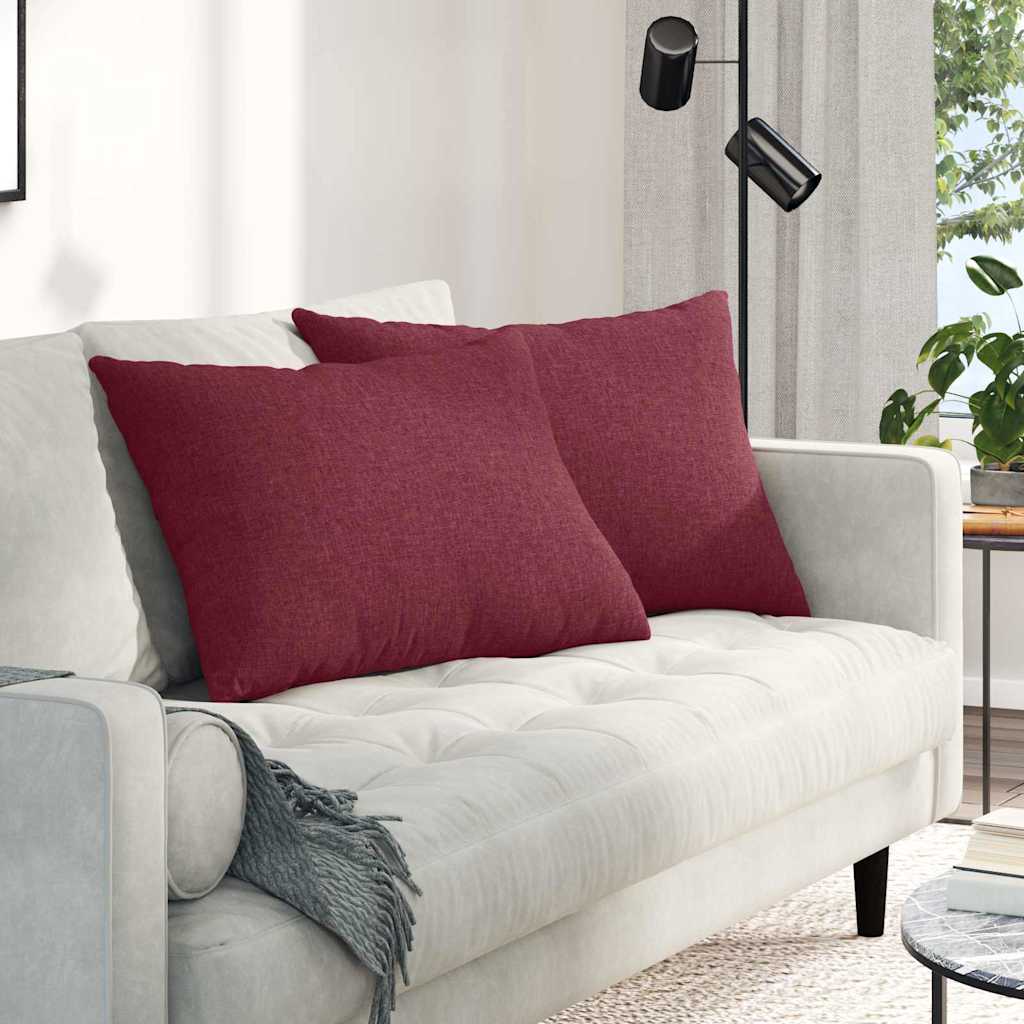 Cuscini da Divano 2 pz-Set di 2 Cuscini per Sofa Rosso Vino 70 x 50 cm Tessuto