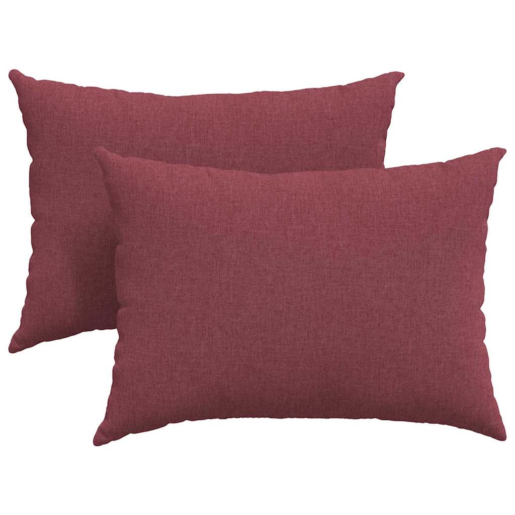 Cuscini da Divano 2 pz-Set di 2 Cuscini per Sofa Rosso Vino 70 x 50 cm Tessuto