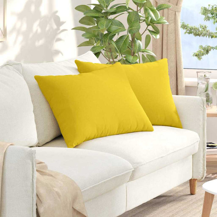 Cuscini da Divano 2 pz-Set di 2 Cuscini per Sofa Giallo Chiaro 70 x 50 cm Tessuto
