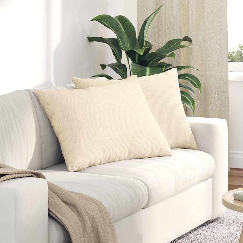 Cuscini da Divano 2 pz-Set di 2 Cuscini per Sofa Crema 70 x 50 cm Tessuto in Cords 631437
